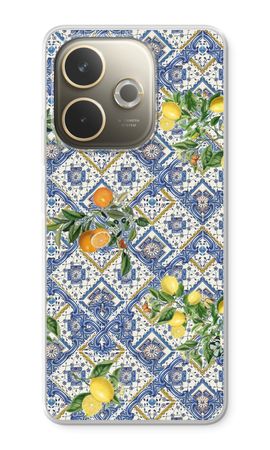 Blue tiles, lemons and oranges - small