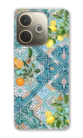 Blue tiles, lemons and oranges