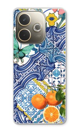 Blue tiles and oranges