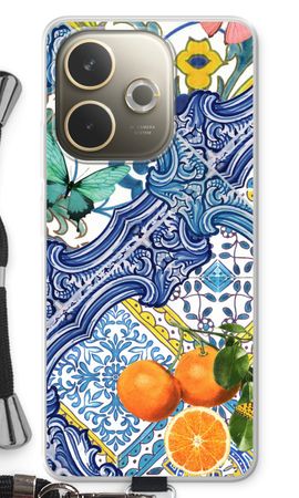 Blue tiles and oranges