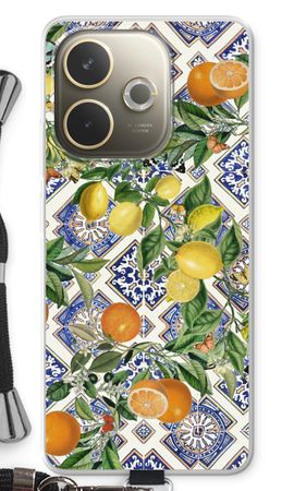 Blue tiles, lemons and oranges