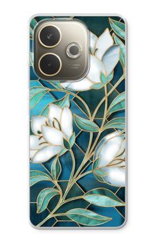 Blauwe glas-in-lood bloemen