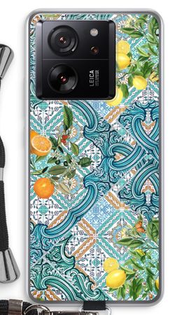 Blue tiles, lemons and oranges