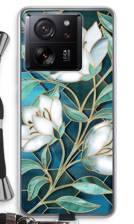 Blue stained glass flowers