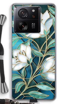 Blauwe glas-in-lood bloemen