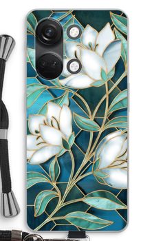 Fleurs en vitrail bleu