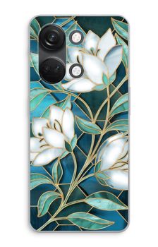 Blue stained glass flowers