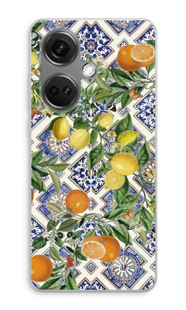 Blue tiles, lemons and oranges