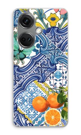 Blue tiles and oranges