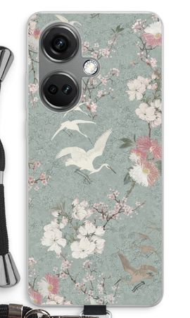 Japanese crane birds blossom