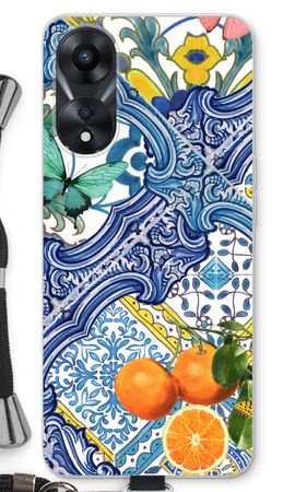 Blue tiles and oranges