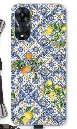 Blue tiles, lemons and oranges - small