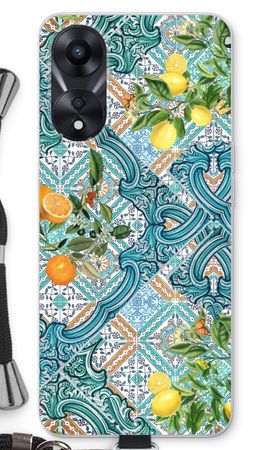 Blue tiles, lemons and oranges