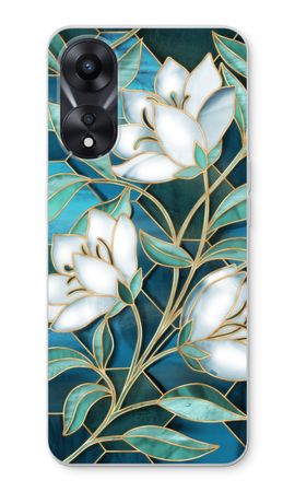 Blue stained glass flowers