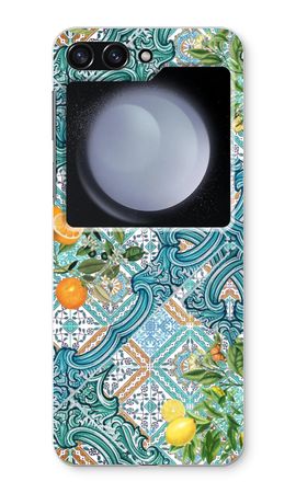 Blue tiles, lemons and oranges