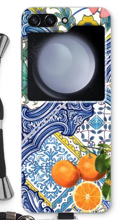 Blue tiles and oranges