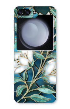 Blue stained glass flowers