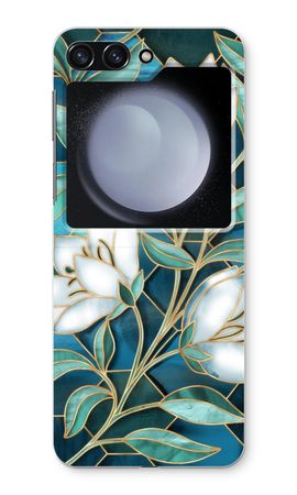 Blue stained glass flowers