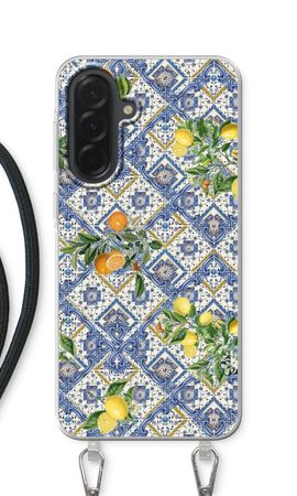 Blue tiles, lemons and oranges - small