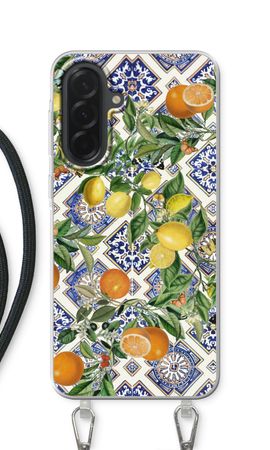 Blue tiles, lemons and oranges