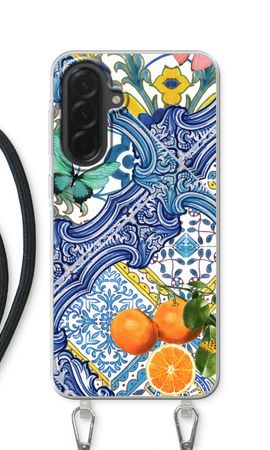 Blue tiles and oranges