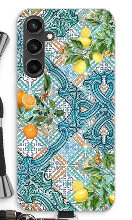 Blue tiles, lemons and oranges