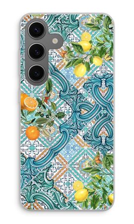 Blue tiles, lemons and oranges