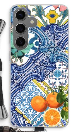 Blue tiles and oranges