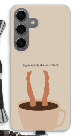 Aggressively drinks coffee