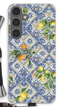 Blue tiles, lemons and oranges - small
