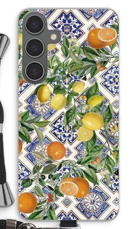 Blue tiles, lemons and oranges