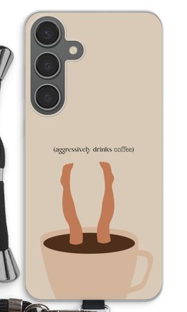 Aggressively drinks coffee