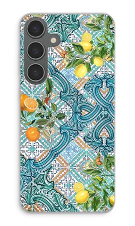 Blue tiles, lemons and oranges