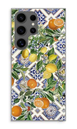 Blue tiles, lemons and oranges