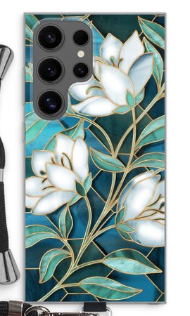 Blue stained glass flowers