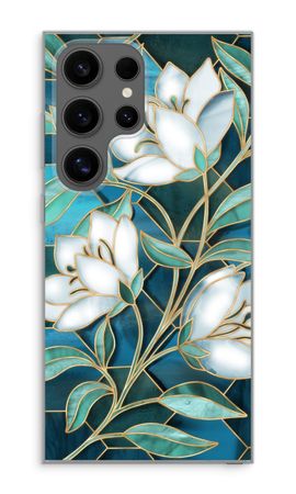 Blue stained glass flowers