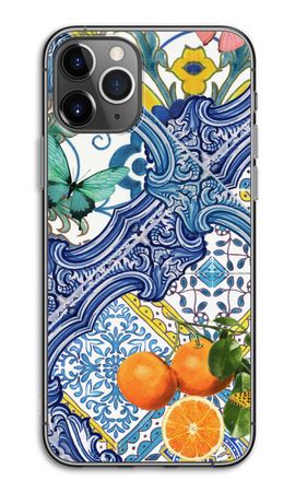 Blue tiles and oranges