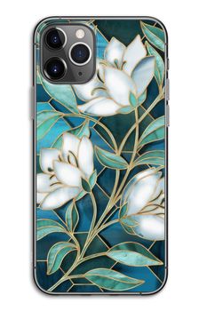 Blue stained glass flowers