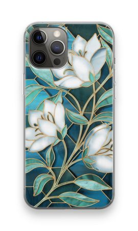 Blauwe glas-in-lood bloemen