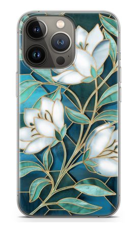 Blue stained glass flowers