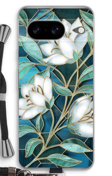 Blue stained glass flowers