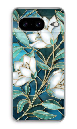 Blue stained glass flowers