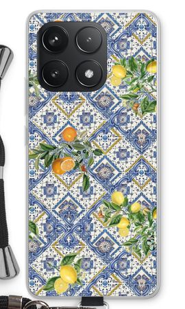 Blue tiles, lemons and oranges - small