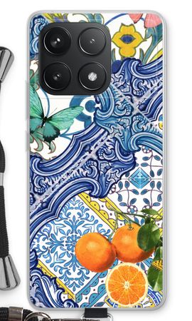 Blue tiles and oranges