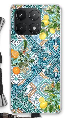 Blue tiles, lemons and oranges