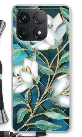 Blue stained glass flowers