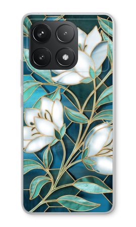 Blue stained glass flowers