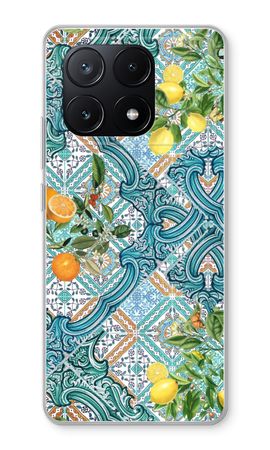 Blue tiles, lemons and oranges