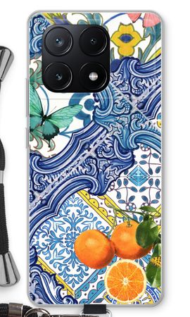 Blue tiles and oranges