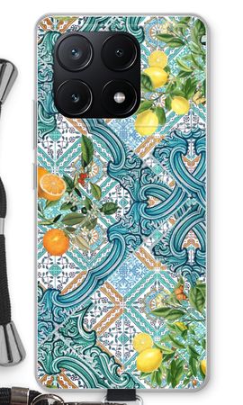 Blue tiles, lemons and oranges